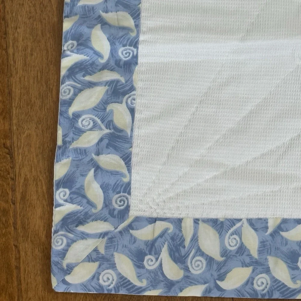 Vintage Pair Quilt Pillow Shams Blue Yellow Patchwork Star Floral Cottage 21x27